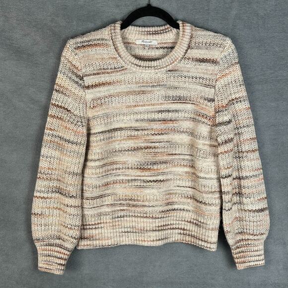 Madewell Sweater Womens Small Tan Striped Wool Blend Cozy Comfort Stretch Boho - Picture 1 of 11